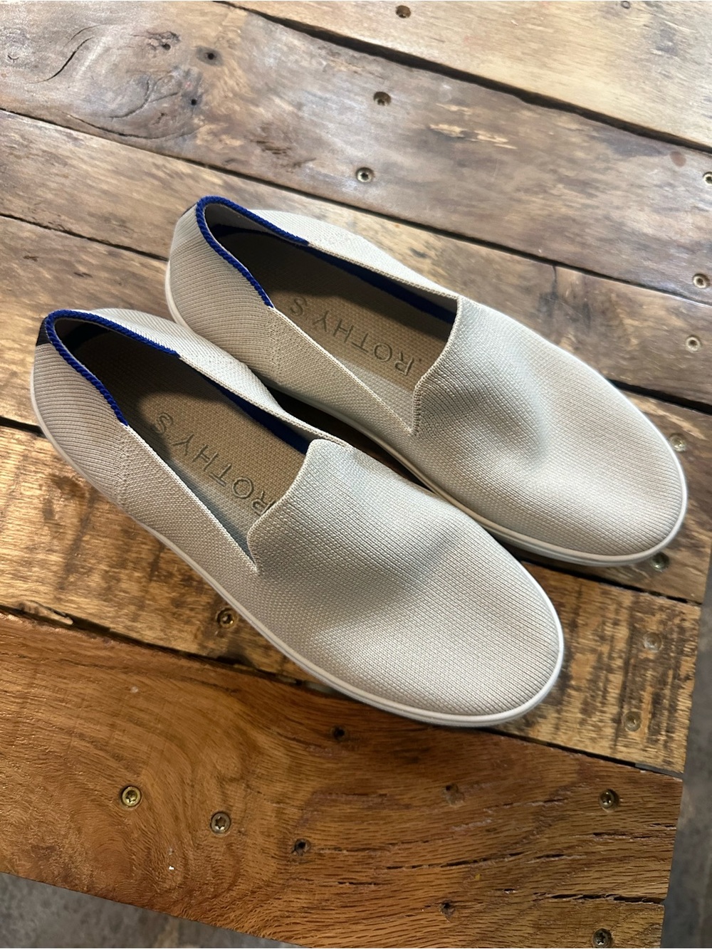 Rothy’s The Sneaker Slip On Shoes Light Beige Knit Women’s Size 6.5 - Picture 2 of 8